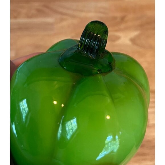 Hand Blown Glass Vegetables Set of 4 - Orange Pumpkin Red Chili Green Bell Peppe - Picture 10 of 16